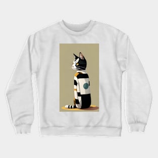 Dapper Stripes: Stylish Side Profile Cat Crewneck Sweatshirt